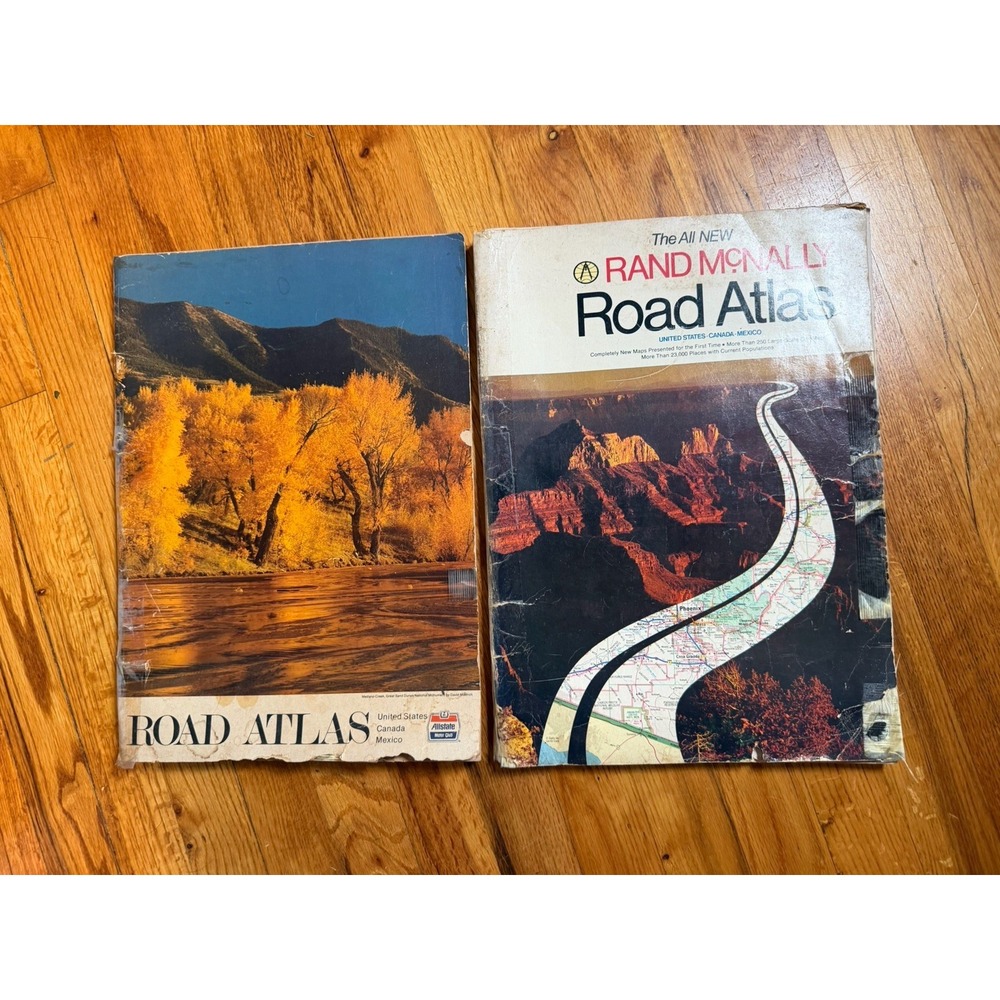Vintage Road Atlas Lot (2) Rand McNally & Allstate Motor Club Maps 1980-1982